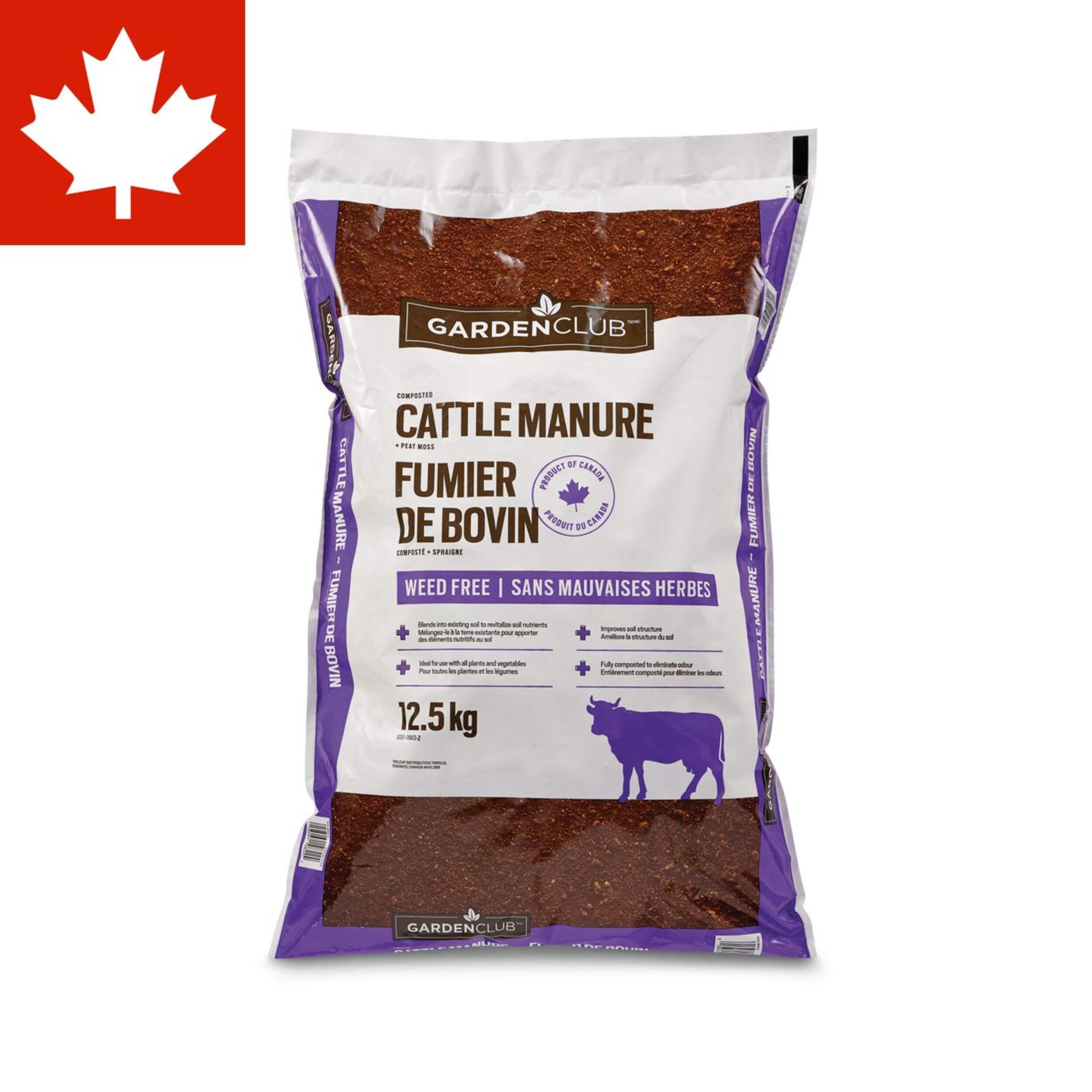 Garden Club Composted Cattle Manure/Fertilizer, Weed Free,12.5-kg Front_Flat