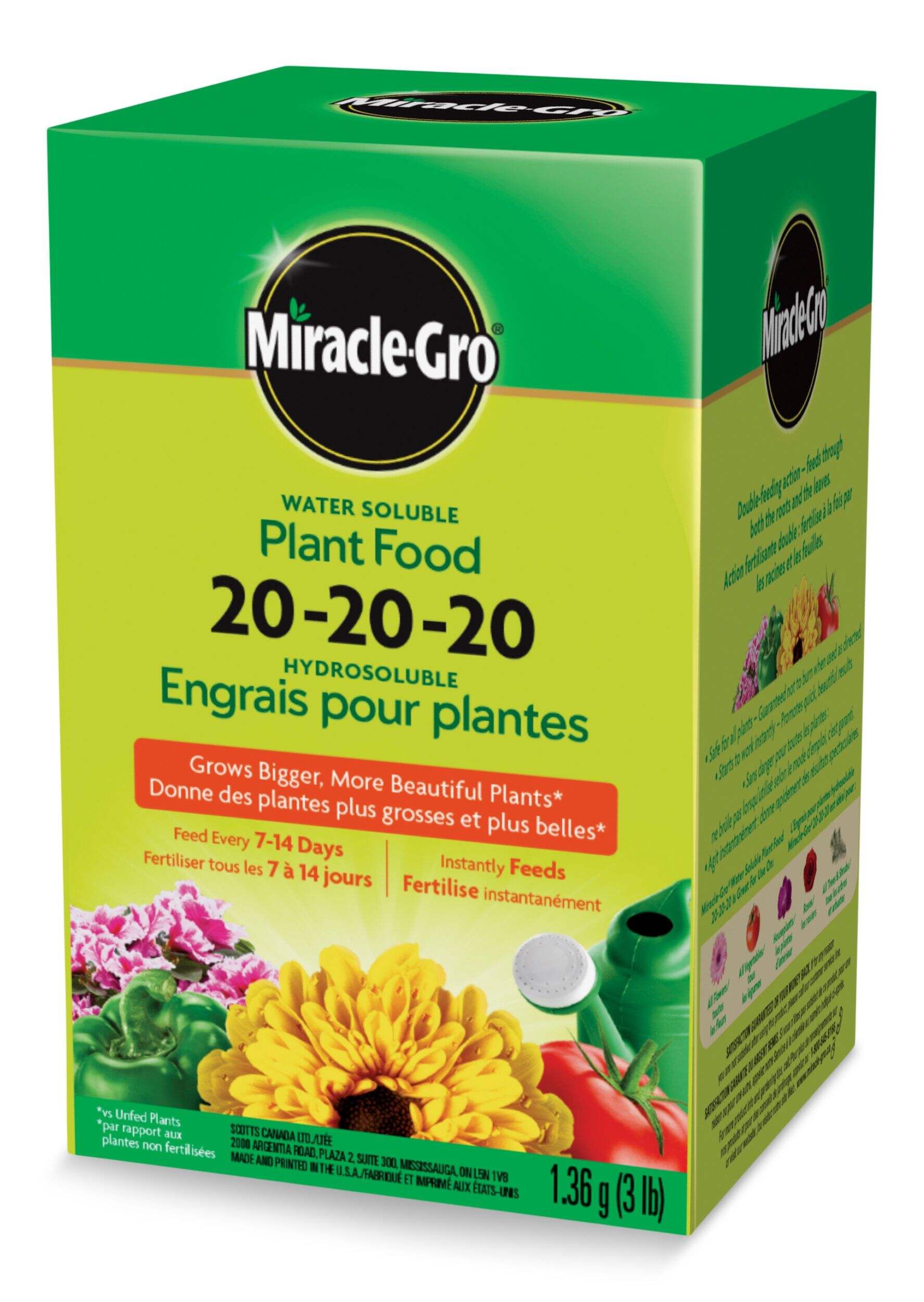 Miracle-Gro® All Purpose Water Soluble Plant Food, 20-20-20, 1.36-kg Front_Angled_Left