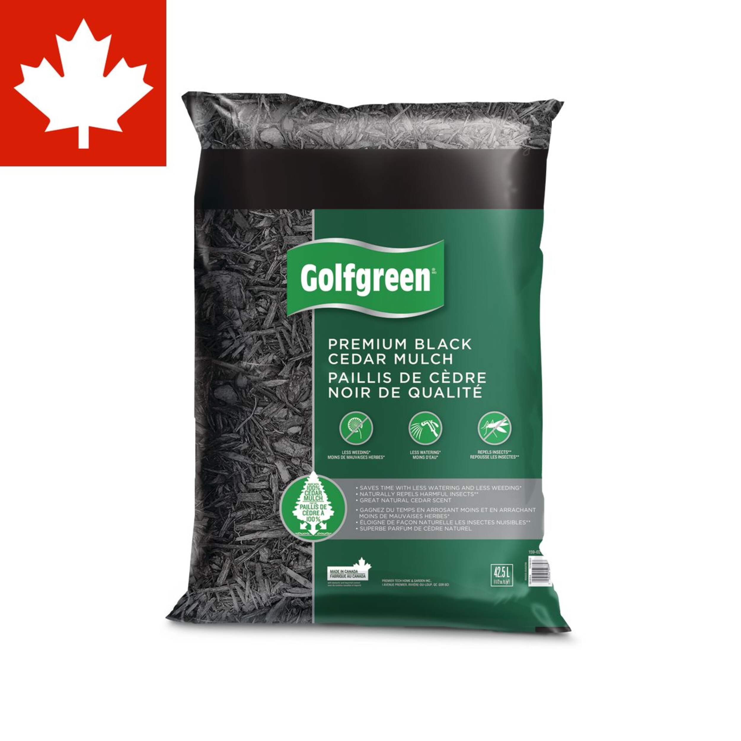 Golfgreen Premium 100% Cedar Mulch, Black, 42.5-L Front_Flat
