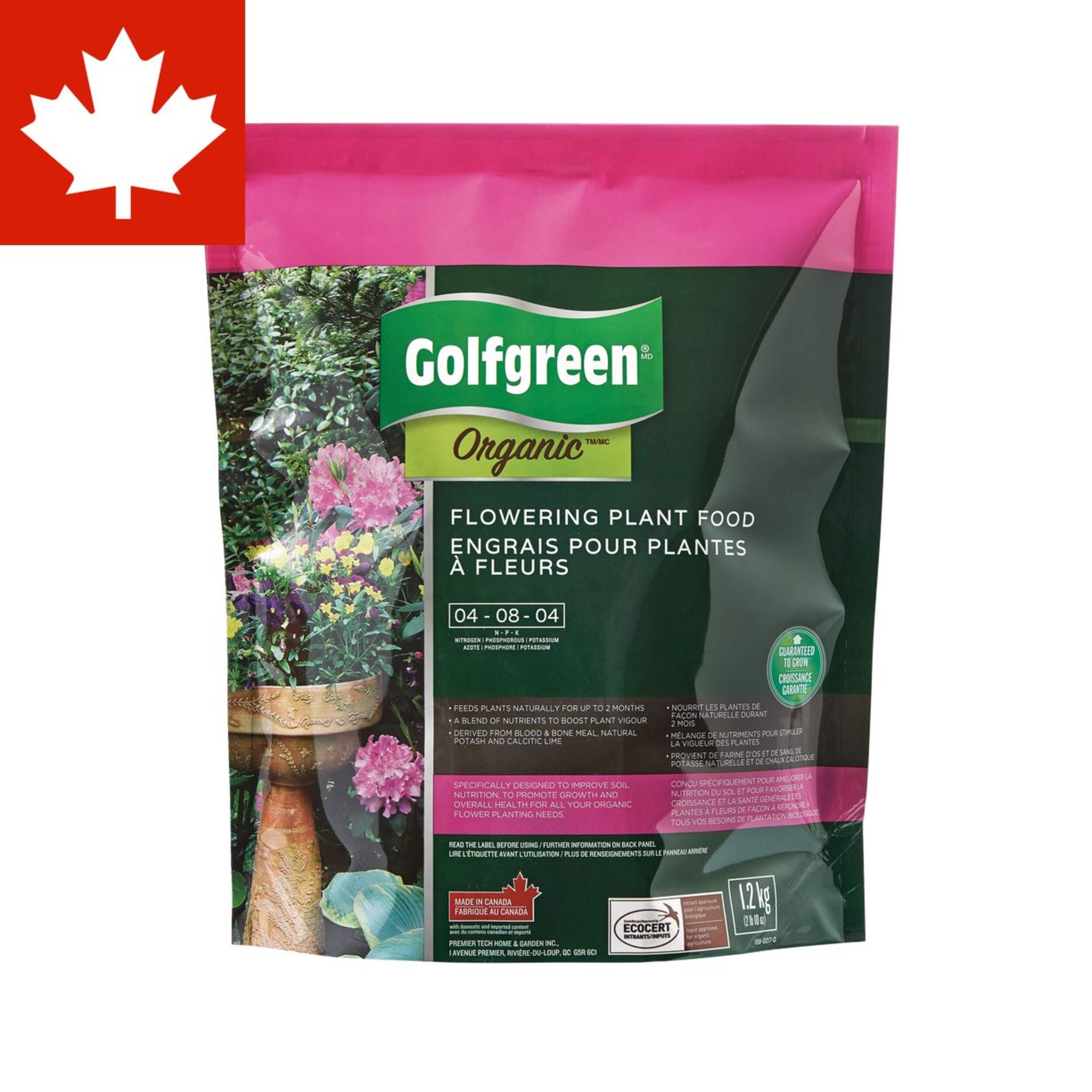 Golfgreen Organic™ Flowering Plant Food, 4-6-4, 1.2-kg Front_Flat