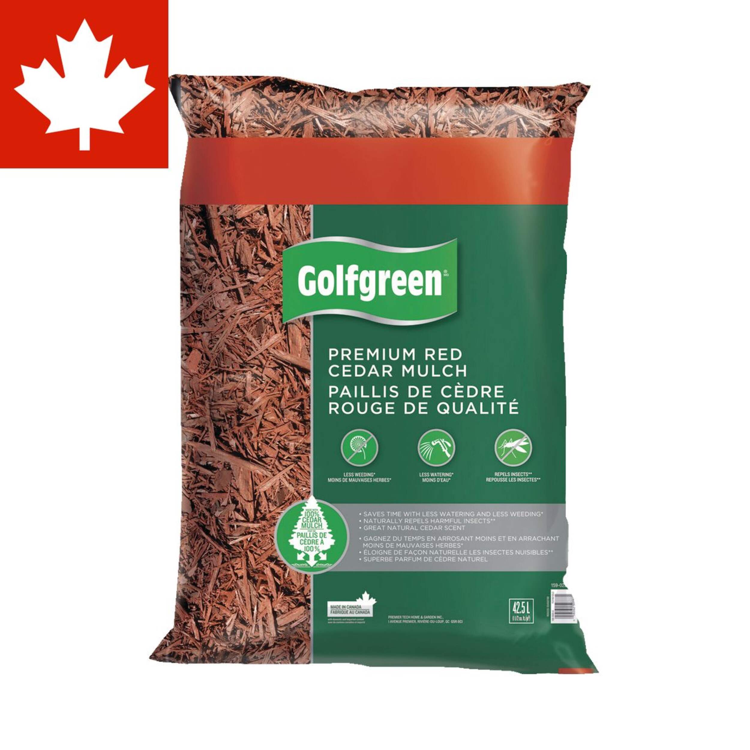 Golfgreen Premium 100% Cedar Mulch, Red, 42.5-L Front_Flat