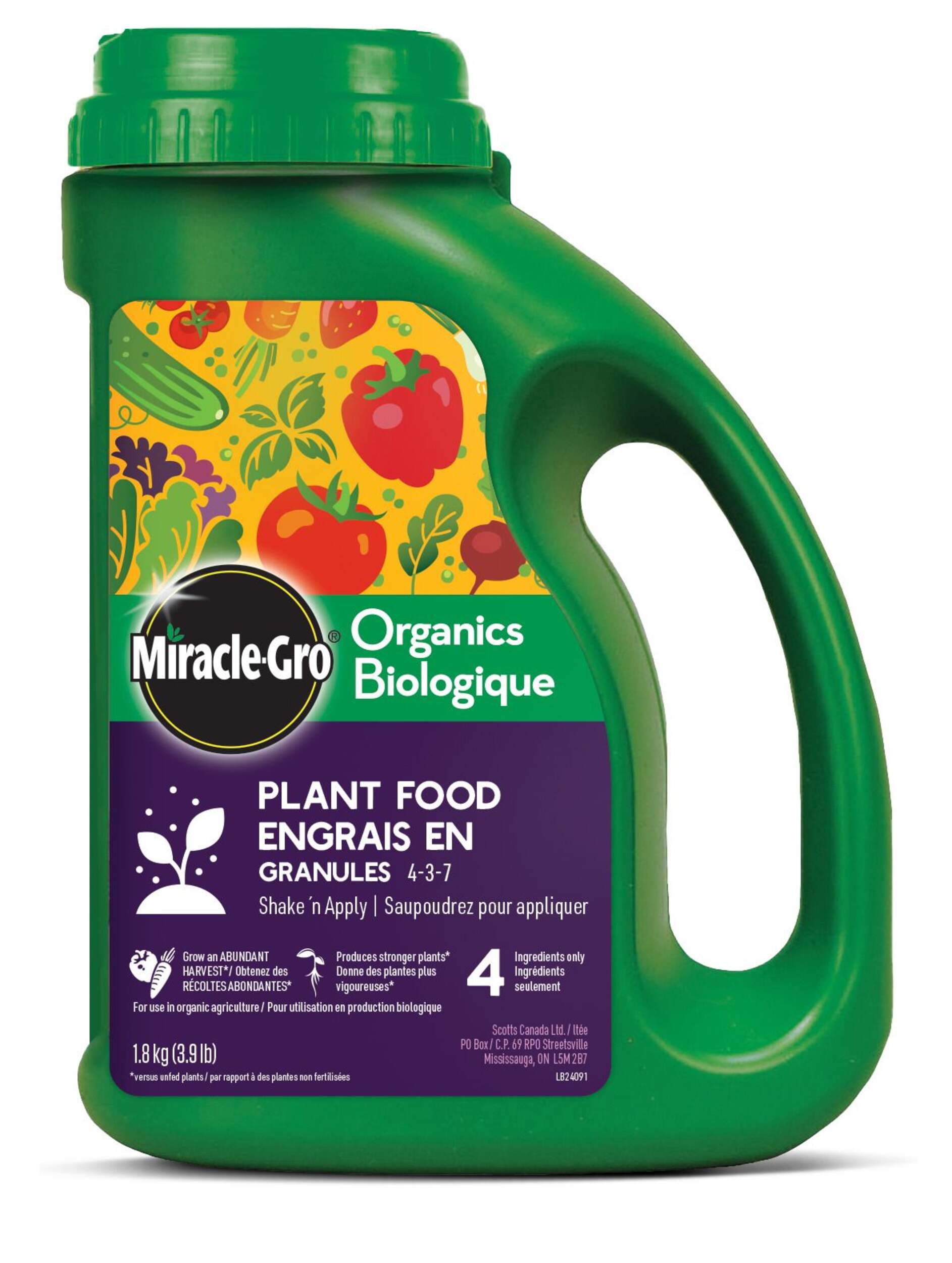 Miracle-Gro® Organics Plant Food Granules 4-3-7, 1.8-kg Front_Flat