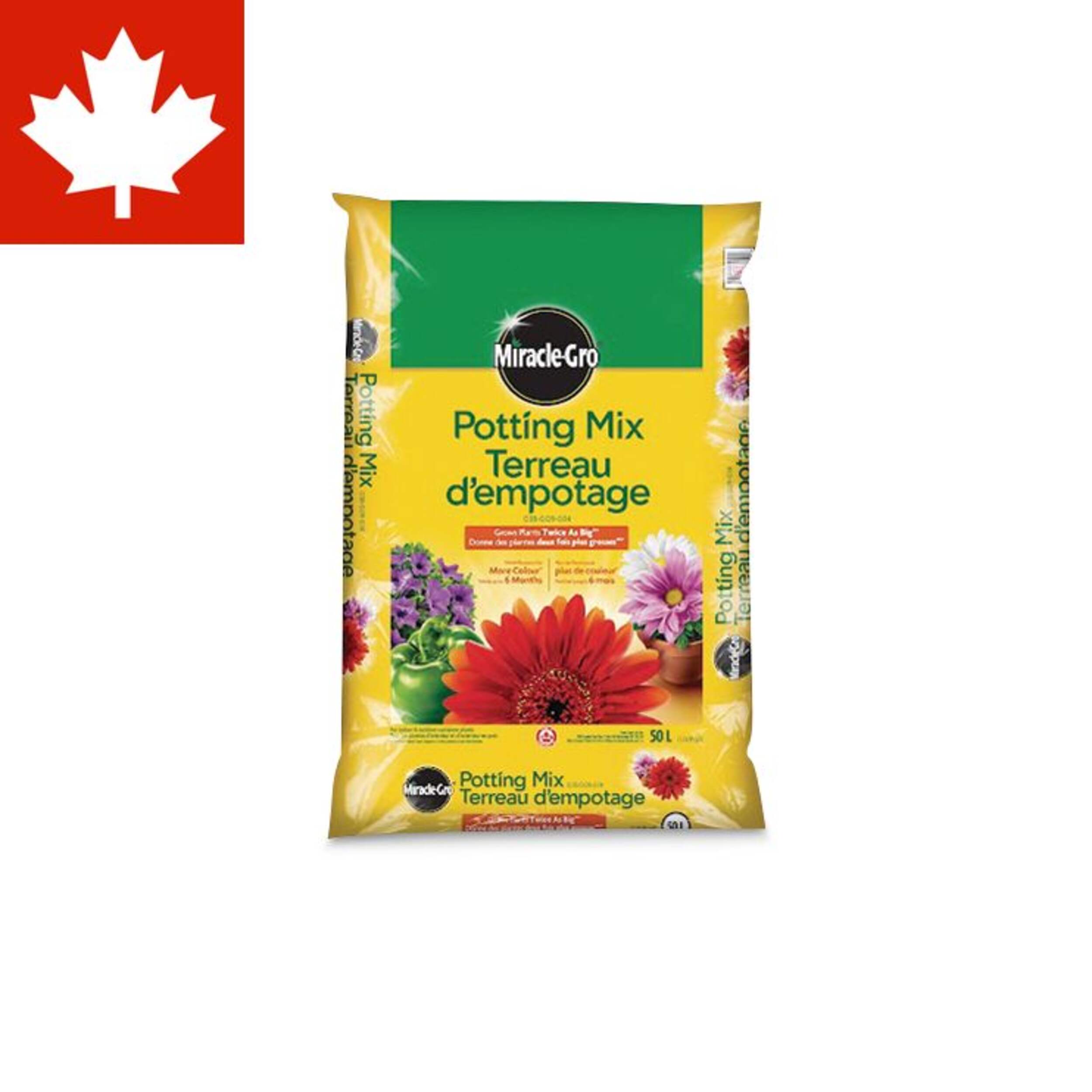 Miracle-Gro® Indoor Outdoor Potting Soil Mix, 0.18-0.09-0.14, 50-L Front_Flat