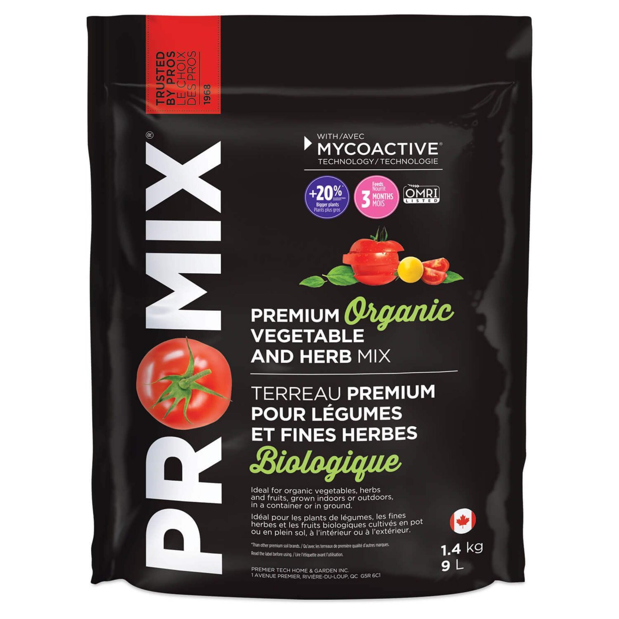 PRO-MIX Organic Vegetable and Herb Mix, Exceptional Harvest, 9-L Front_Flat