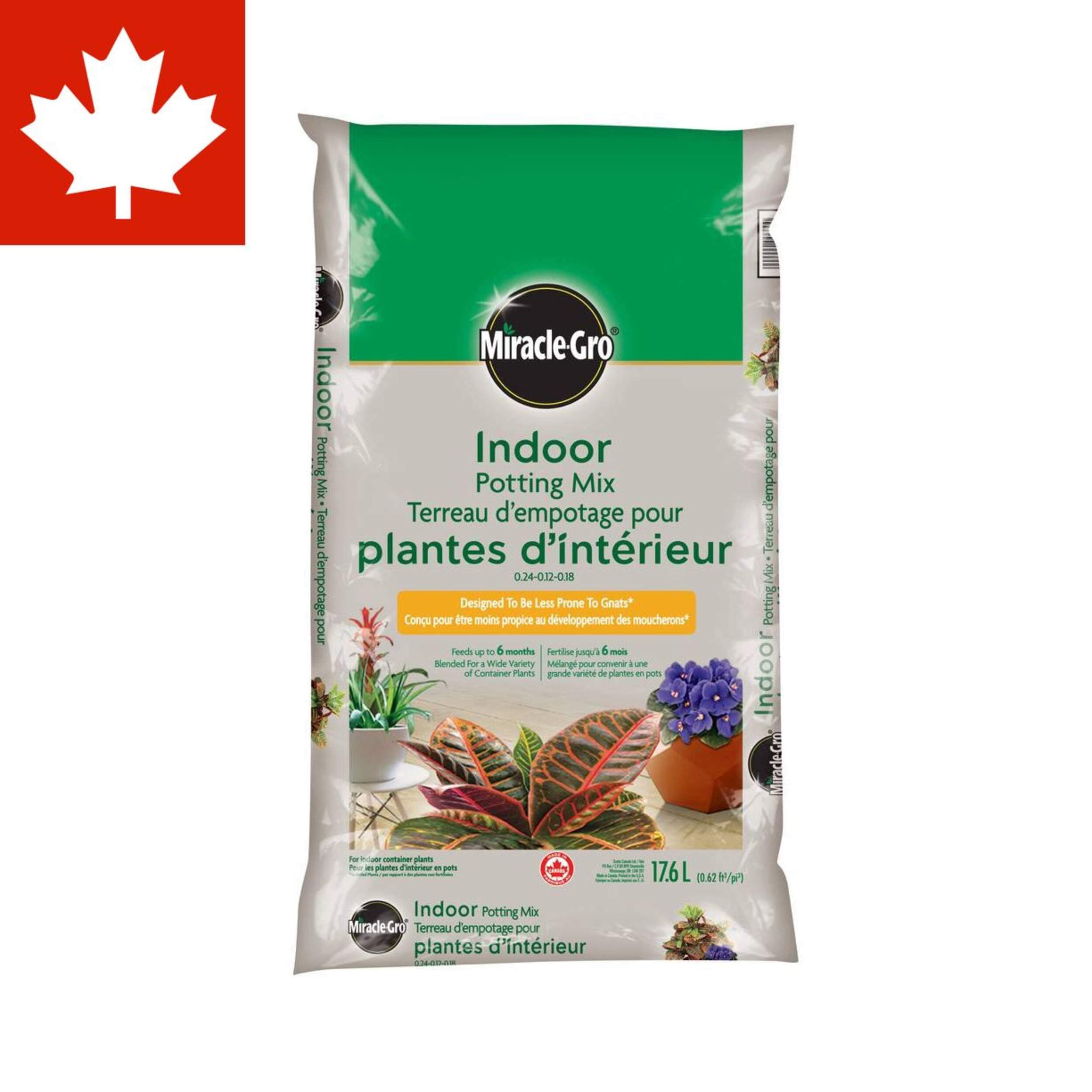 Miracle-Gro Indoor Container Potting Soil Mix for up to 6 Months, 17.6L Front_Flat