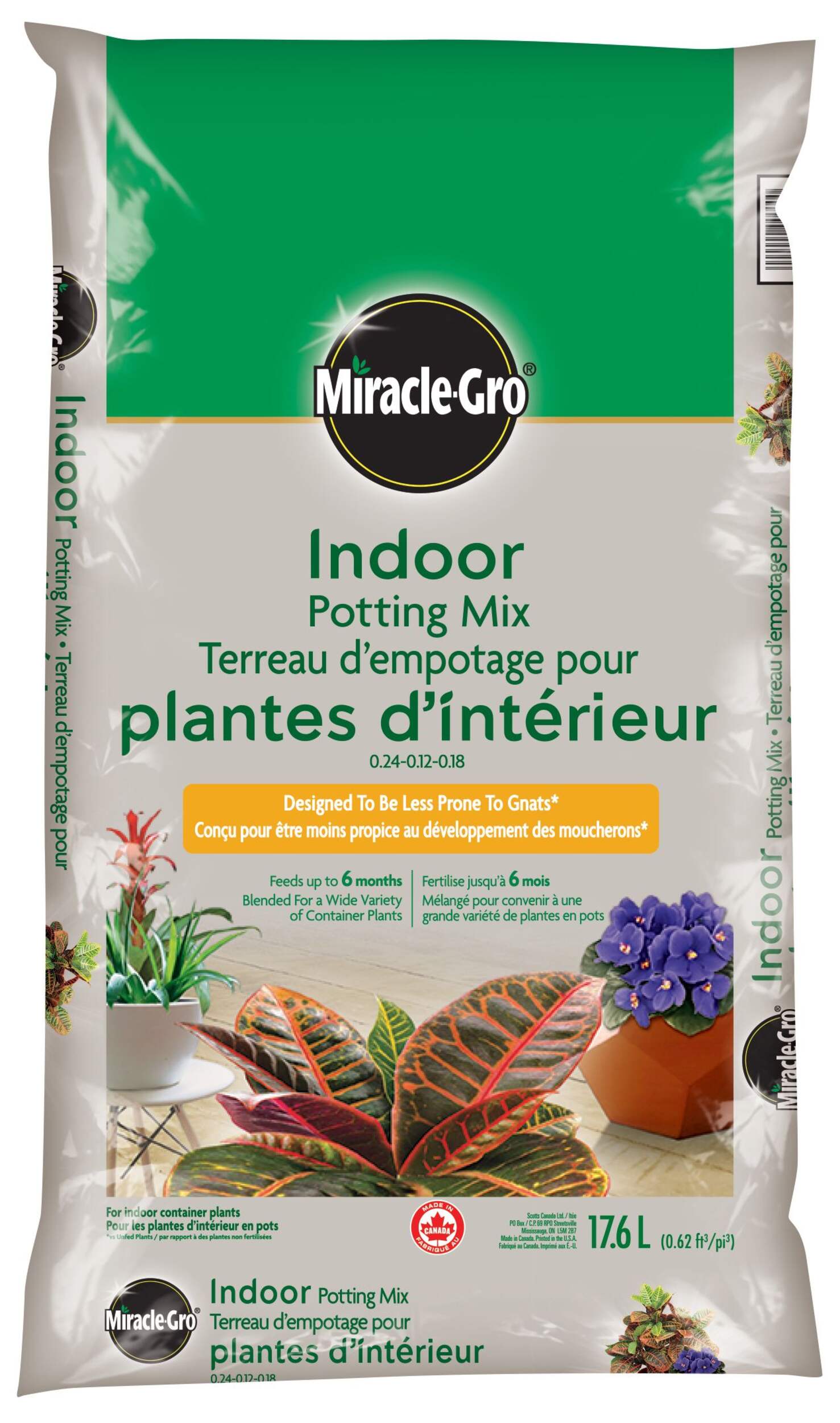 Miracle-Gro Indoor Container Potting Soil Mix for up to 6 Months, 17.6L Front_Flat