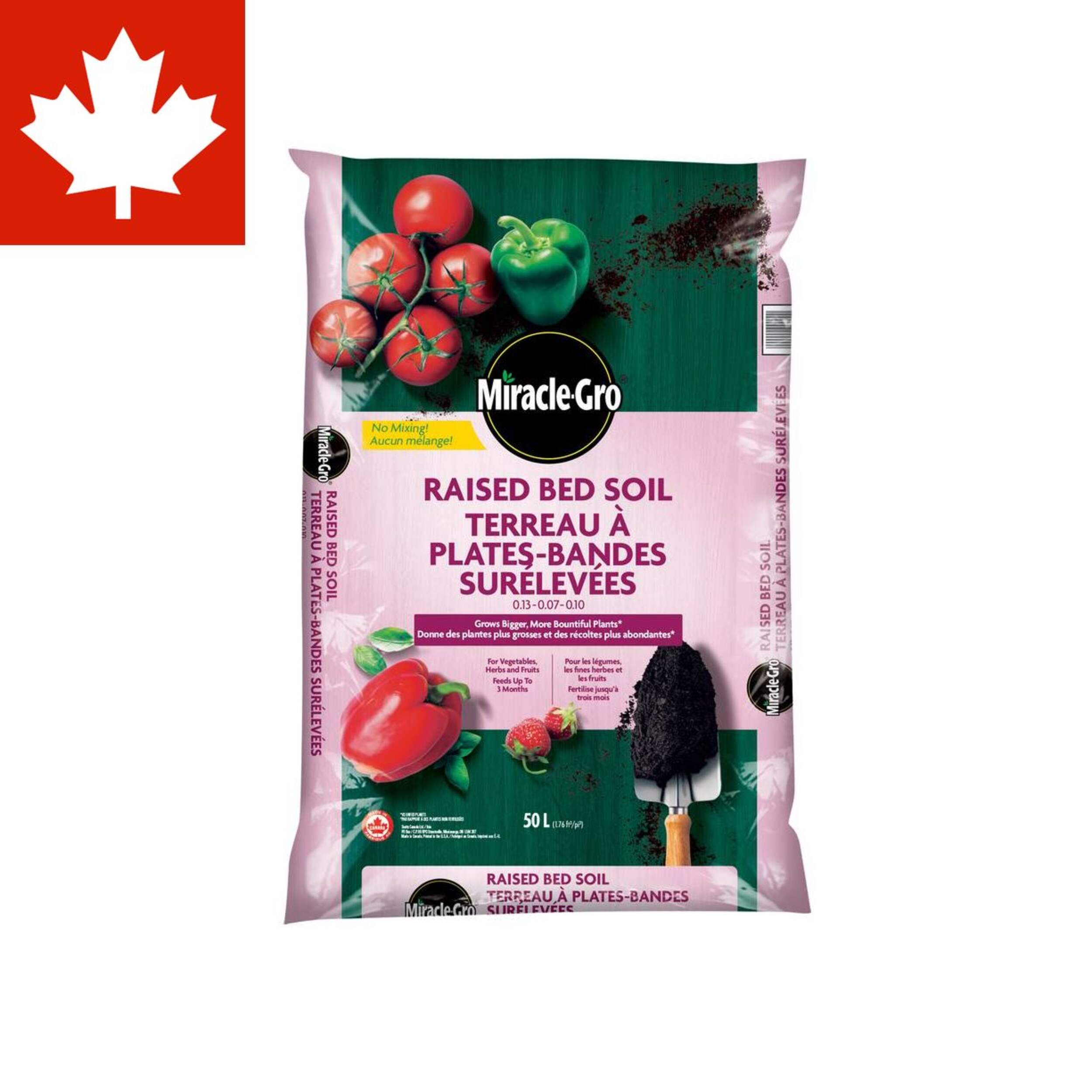 Miracle-Gro Raised Bed Soil for Vegetables, Herbs & Fruits, 50-L Front_Flat