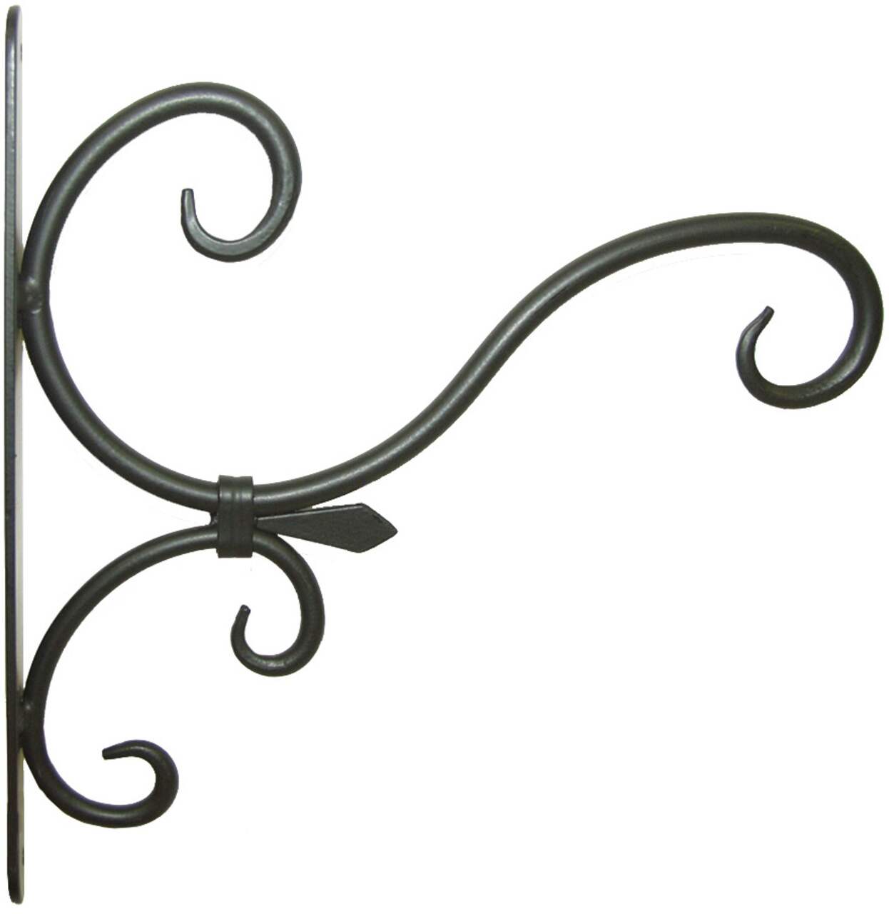 Panacea Forged & Straight Wall Plant Hook/Bracket For Hanging Basket  Planters, 15-in, Black