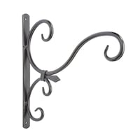 Wall Steel Plant Scroll Hook/Bracket For Hanging Basket Planters, Black Front_Angled_Right