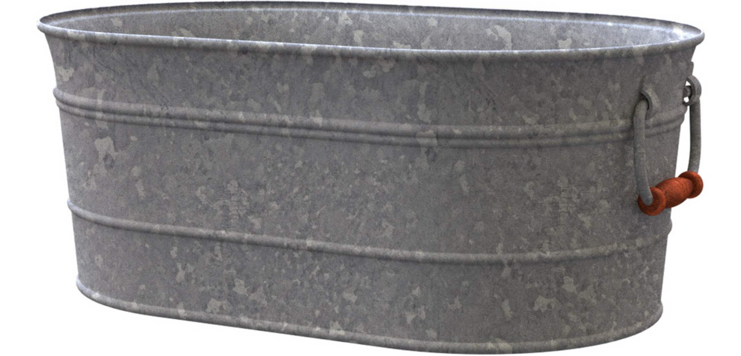 Panacea Galvanized Metal Oval Washtub Planter, 16in, Metallic