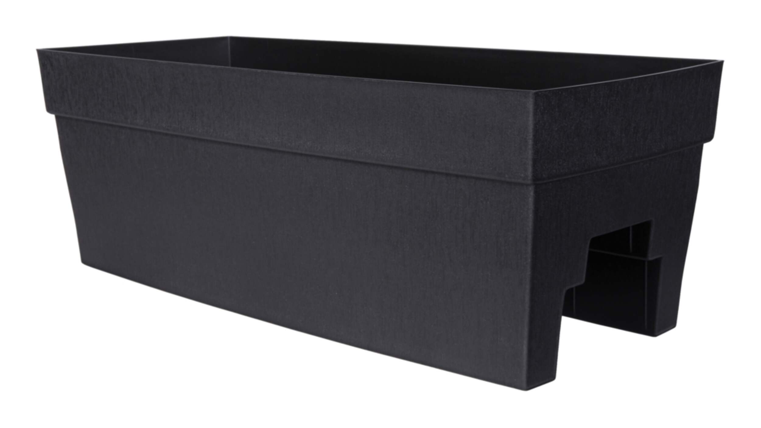 DCN Harmony Self Watering Plastic Rectangular Rail Window Box Planter, 27-in, Black Front_Angled_Left