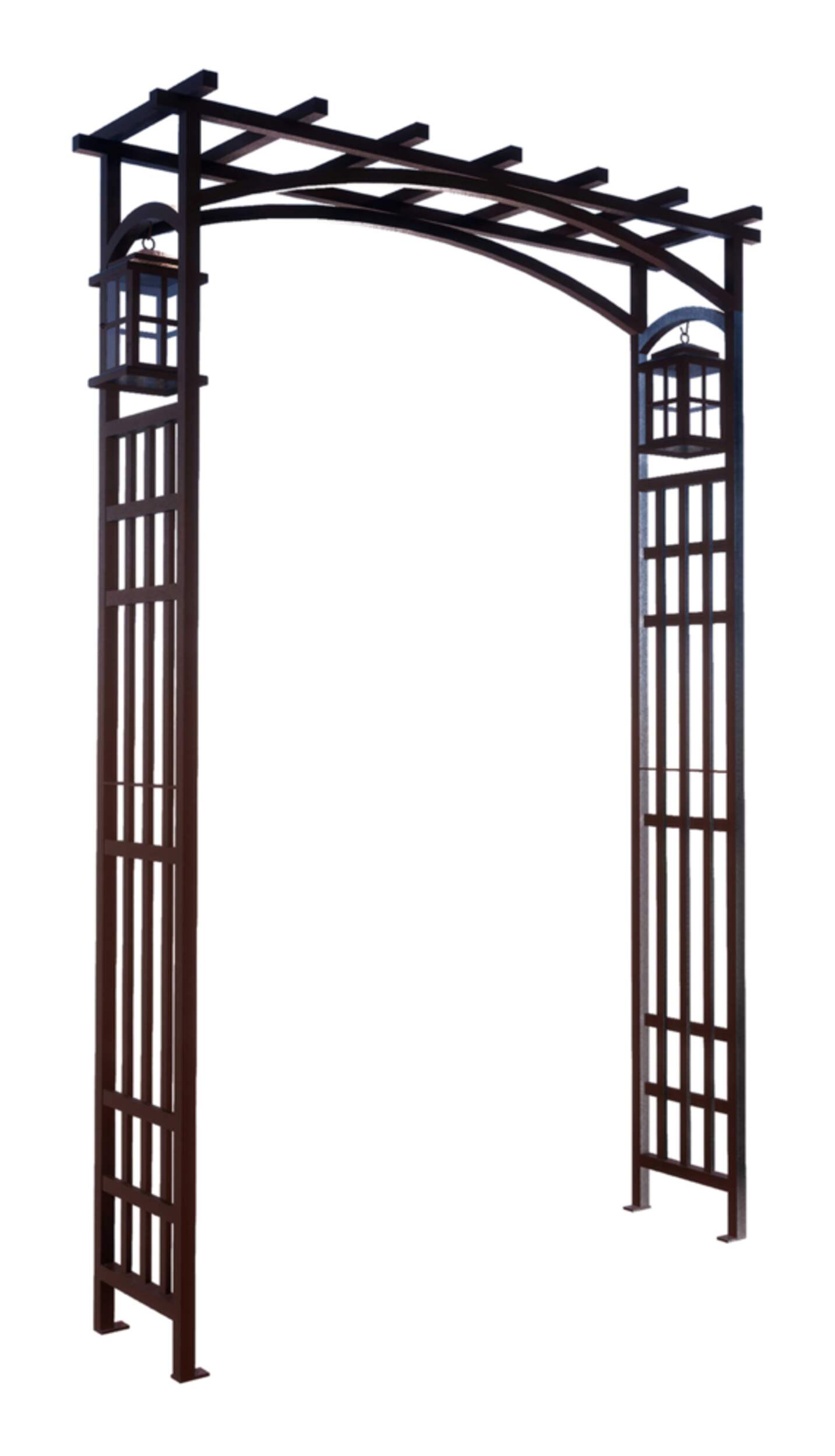 Panacea Lantern Arbour, Black, 78-in x 52-in Front_Angled_Right