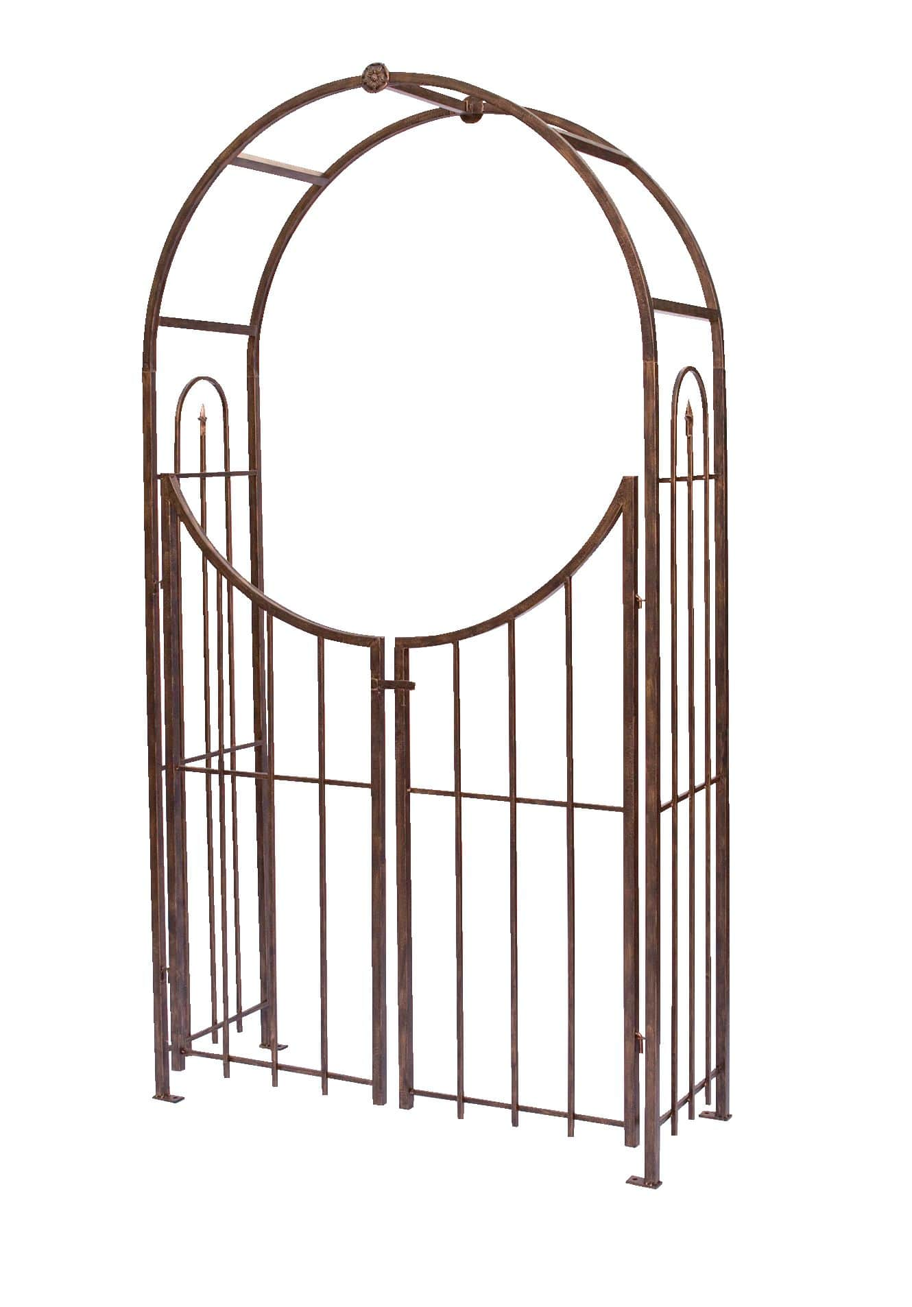 panacea-top-garden-arch-arbour-with-gate-90-in-x-50-in-bronze