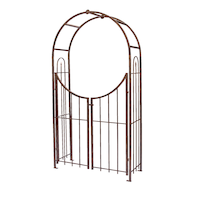 Panacea Top Garden Arch/Arbour with Gate, 90-in x 50-in, Bronze Front_Angled_Left