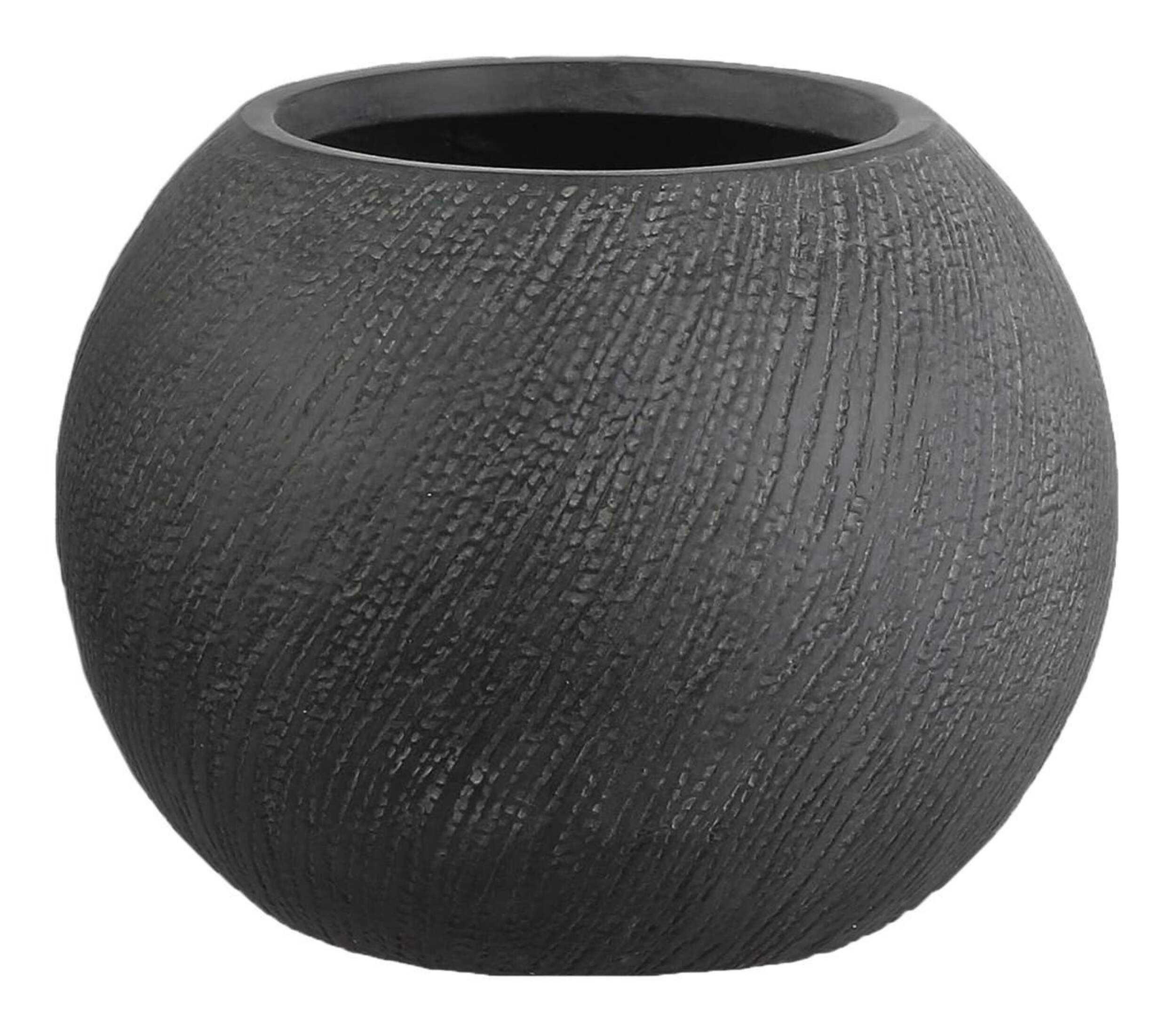 Linea Round Planter Bowl, Grey Front_Flat