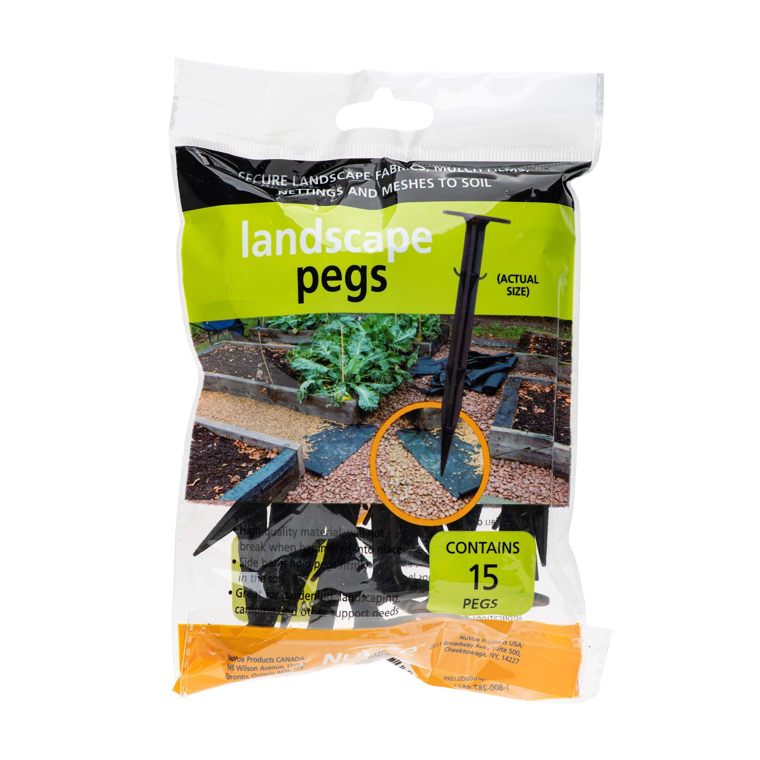 Landscape Fabric Pegs/Stakes, Easy-To-Install, 16-in, 15-pc Front_Flat