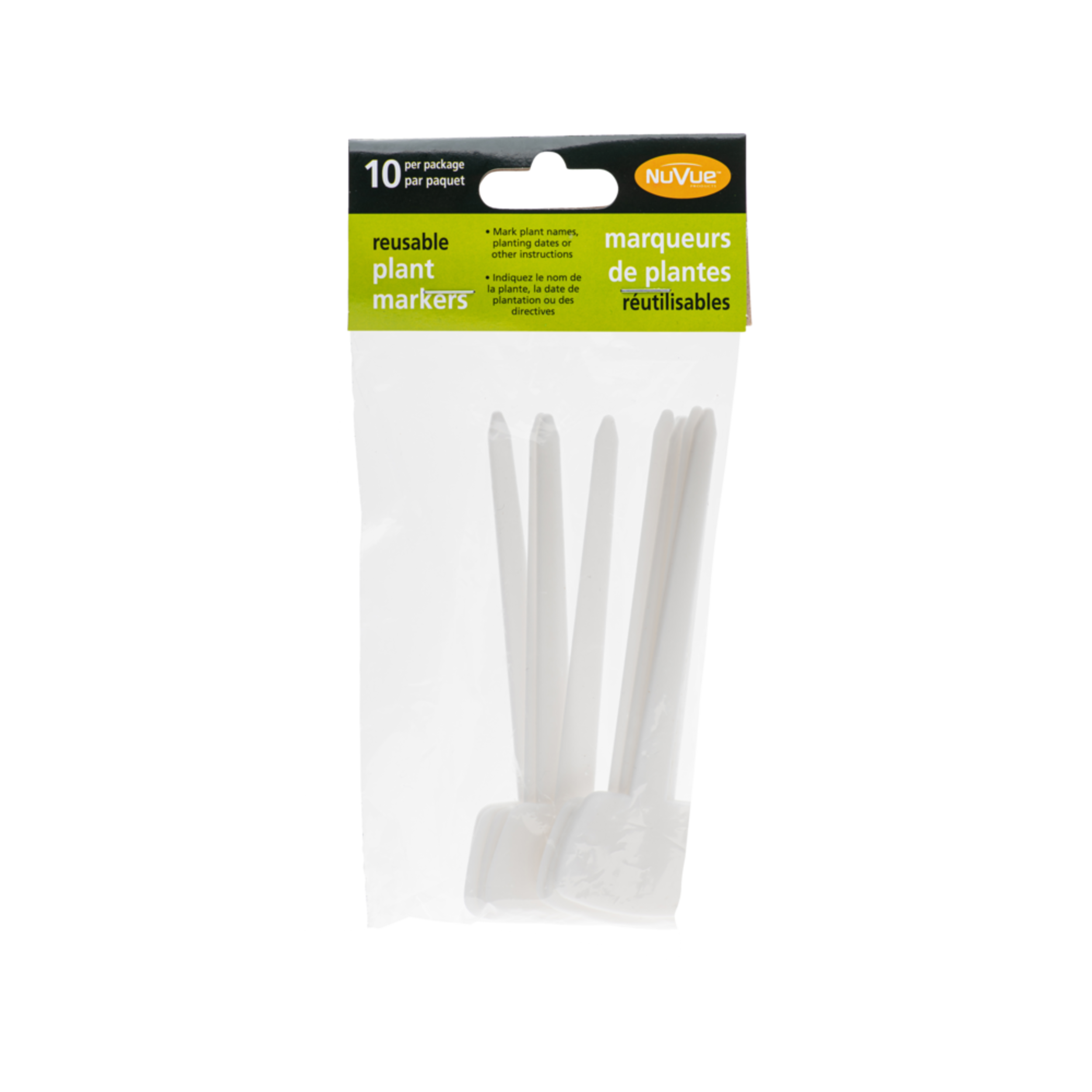 Quest Reusable Plant T-Markers, 10-pk, White Front_Flat