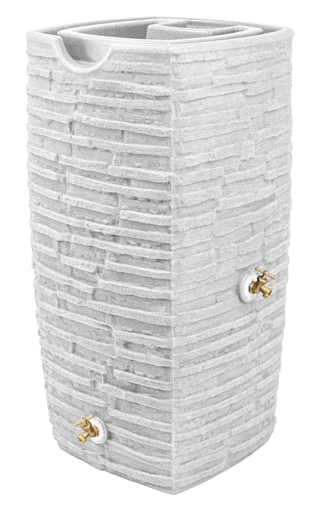 Good Ideas Decorative Stone Rain Barrel with 2 Spigots, 100 BPA Free