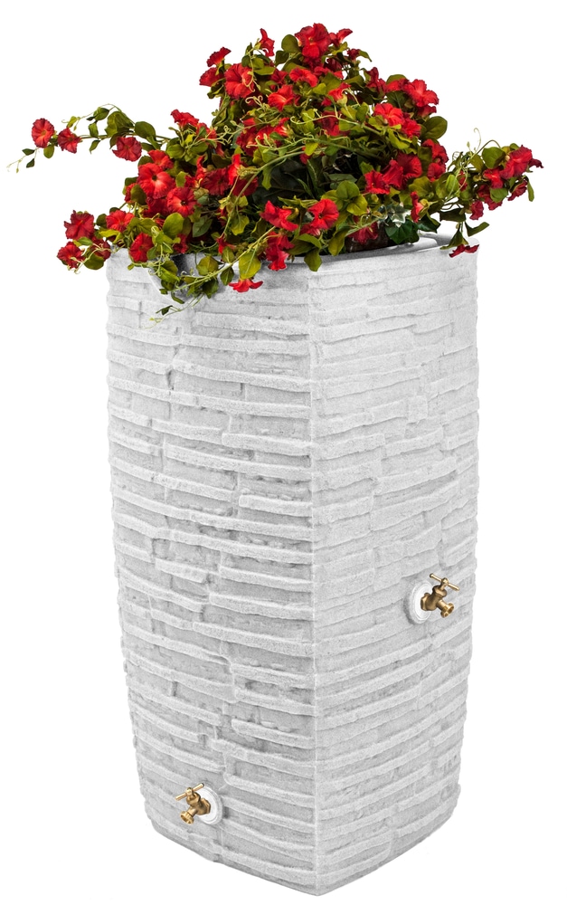 Good Ideas Decorative Stone Rain Barrel with 2 Spigots, 100 BPA Free