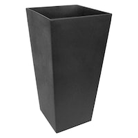 Algreen Aventis Self-Watering Square Outdoor Planter with Saucer Tray, 13-in W x 28-in H x 13-in D, Black Front_Angled_Right