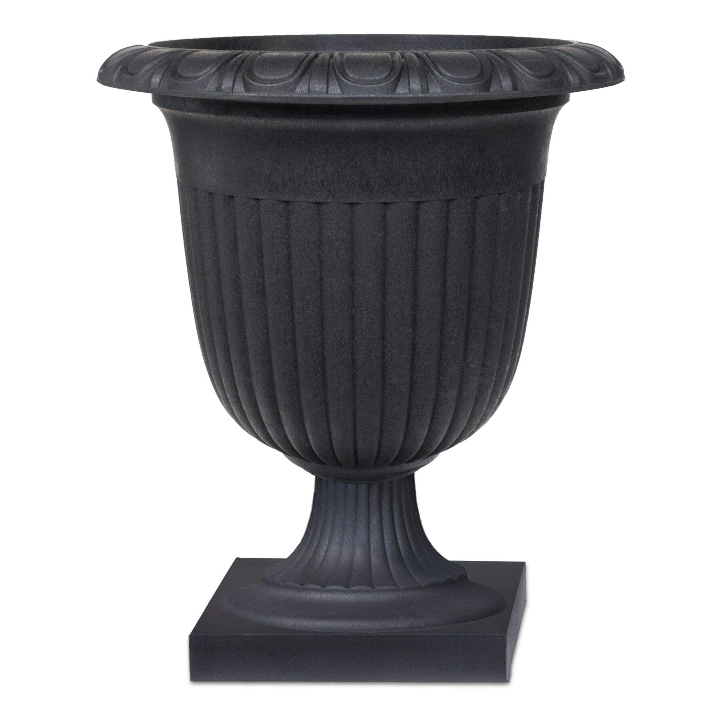CANVAS Tuxedo Urn Self Watering Round Planter, 23-in, Black Front_Flat