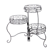 Panacea 3-Tier Plant Stand, Foldable, 20-in (50.8 cm), Black Front_Elevated