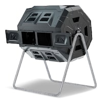 Algreen Tumbling Composter with Two Chambers Front_Three_Fourths_Angled_Left