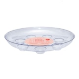 Carpet Saver Round Plastic Plant Saucer, Assorted Sizes, Clear Front_Elevated