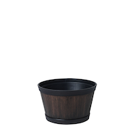 Jardinière en forme de baril de whisky en résine Southern Patio, choix de formats, noyer Kentucky Front_Elevated