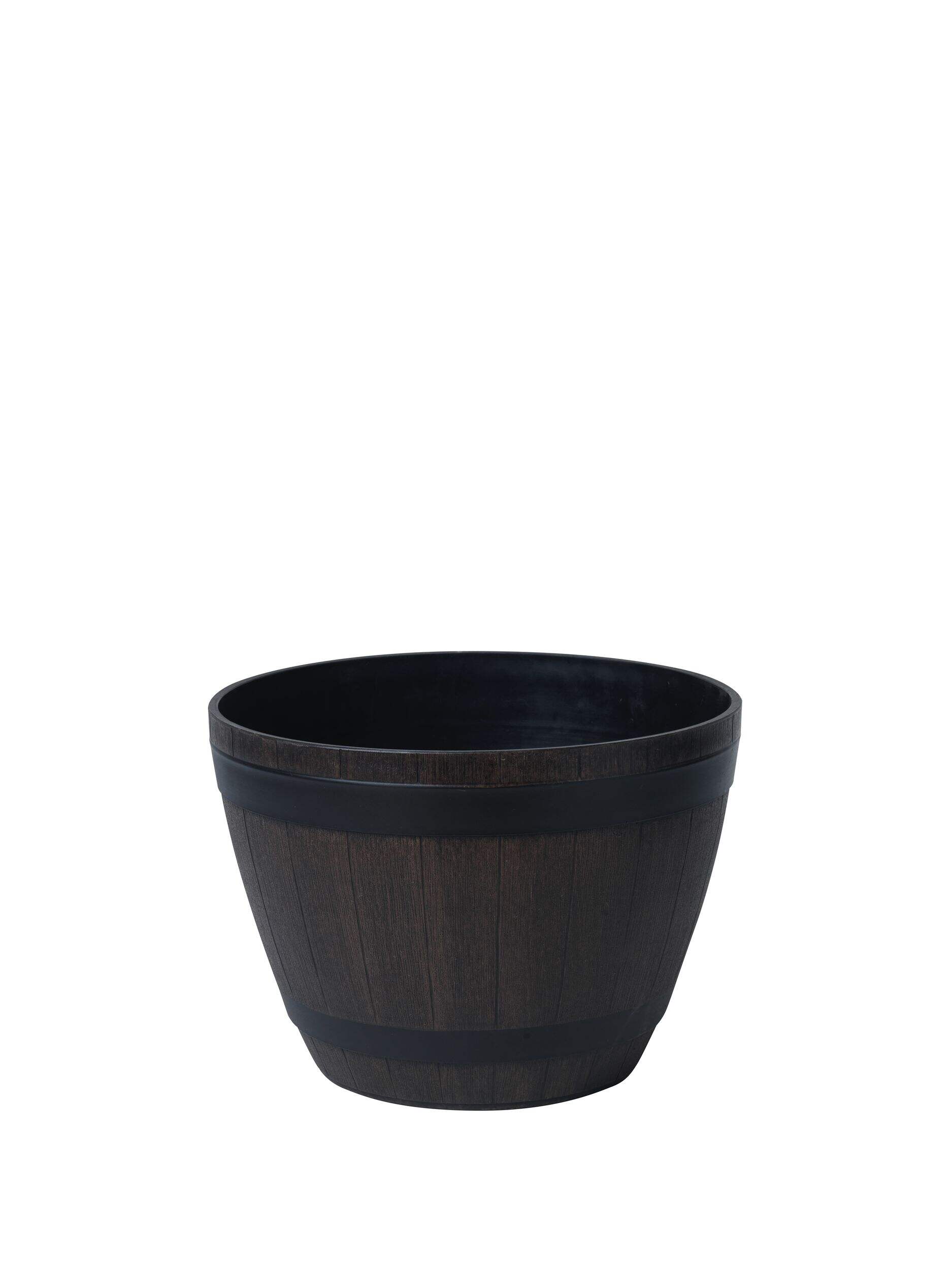 Southern Patio Wine Barrel Planter, 18-in (45.7 cm), Kentucky Walnut Front_Elevated