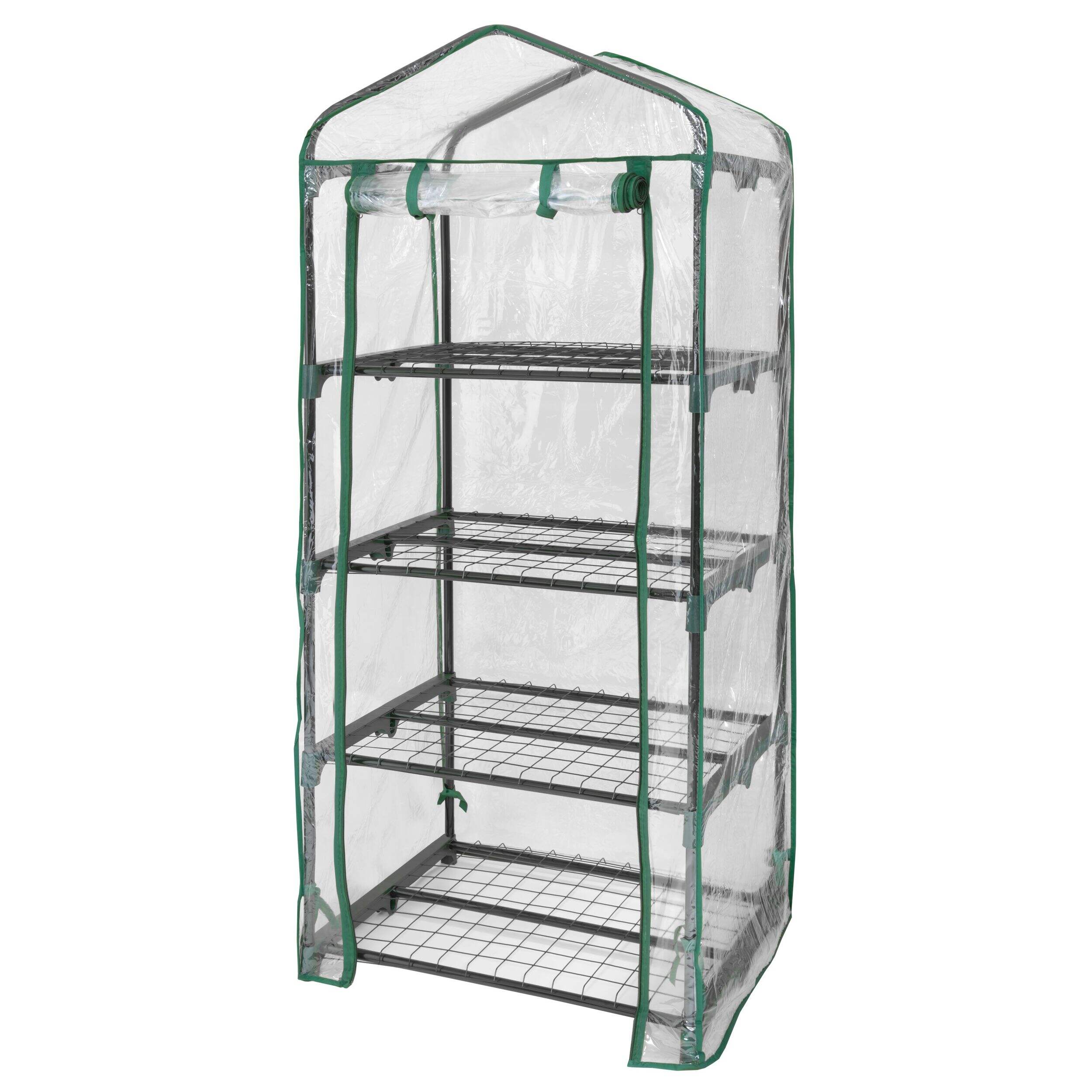 4-Tier Portable Mini Greenhouse w/ Cover, 59-in x 19-in x 21-in Front_Angled_Left