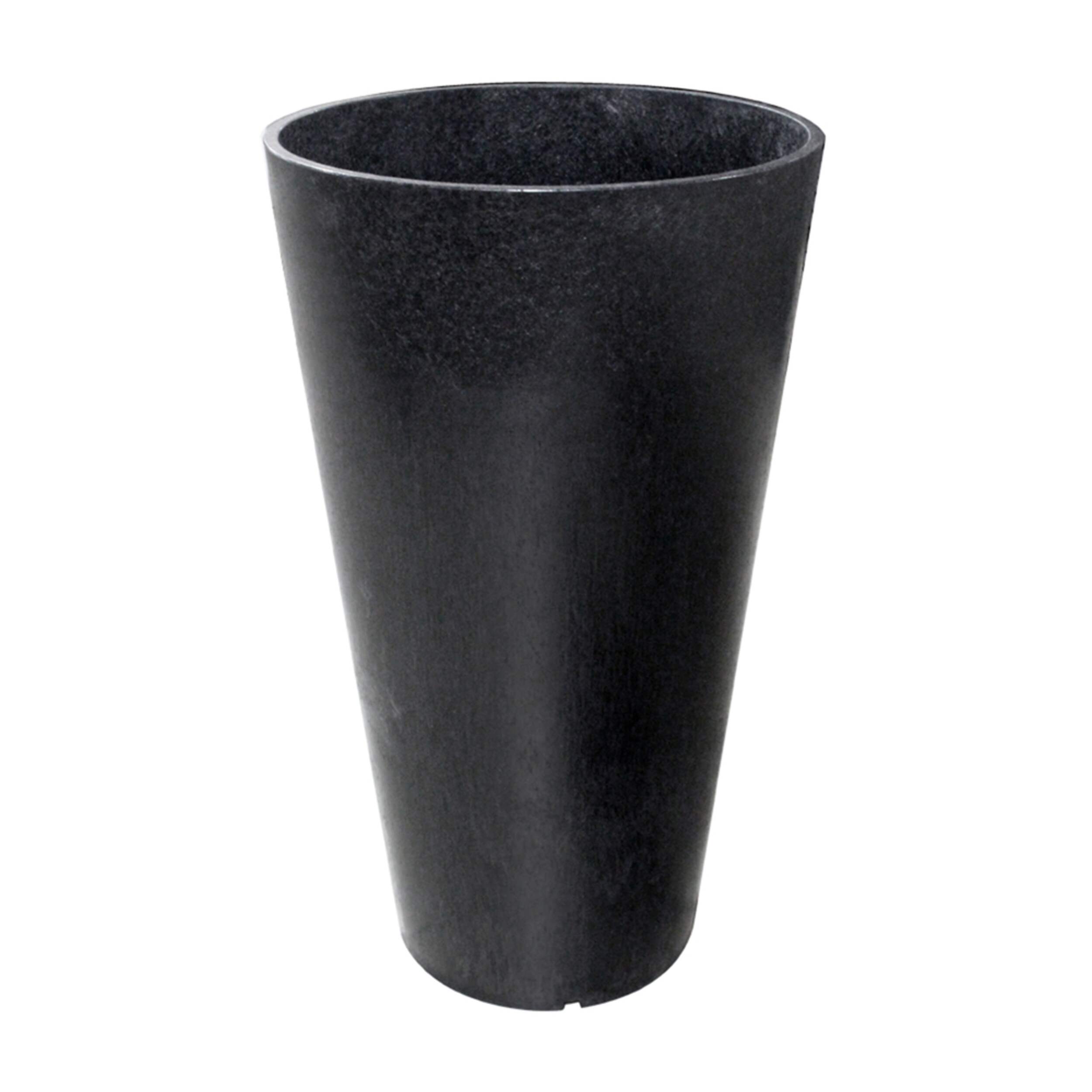 CANVAS Concerto Self Watering Round Planter, 12-in W x 20-in H x 12-in D, Black Front_Elevated