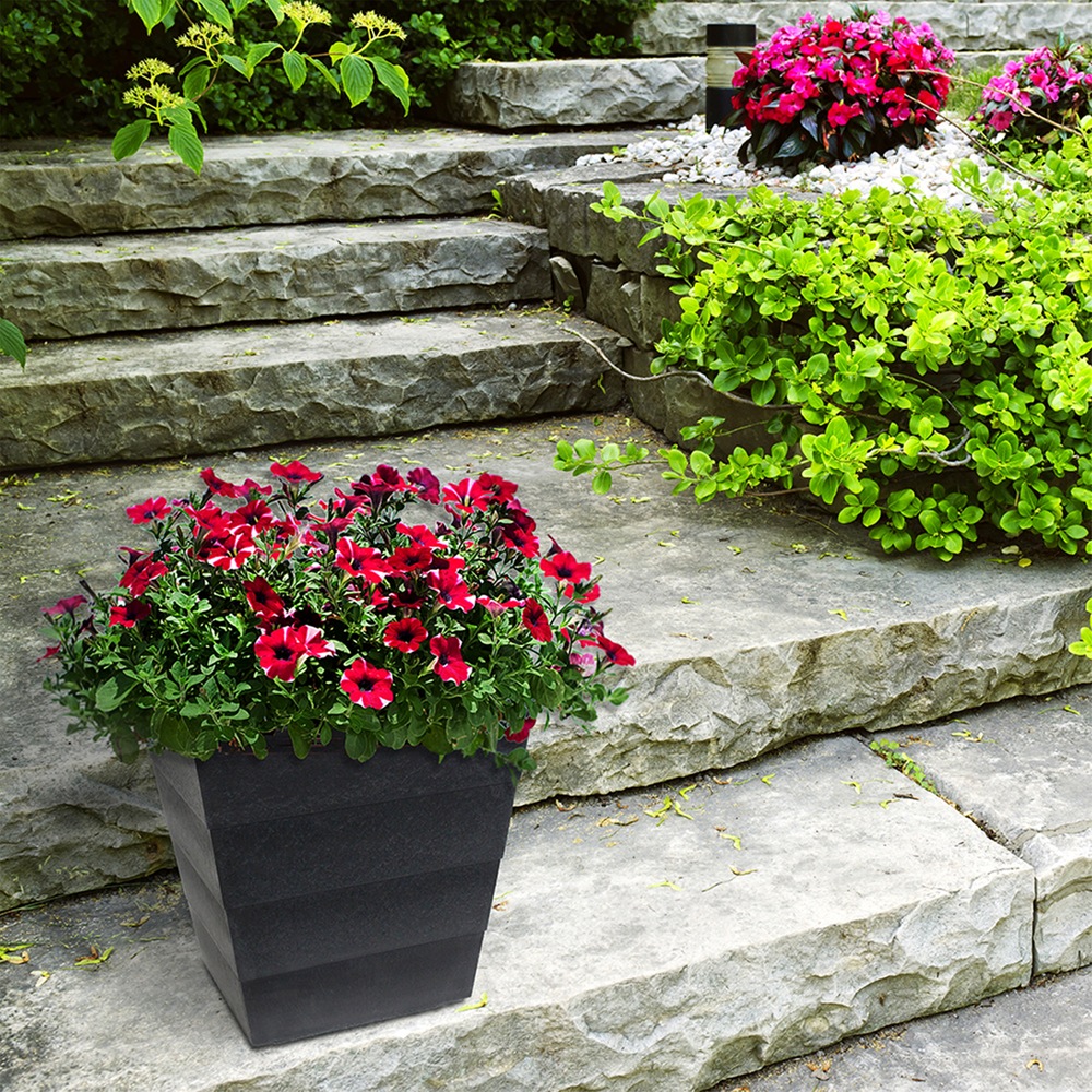 CANVAS Lineata Planter, Black, 12in Canadian Tire