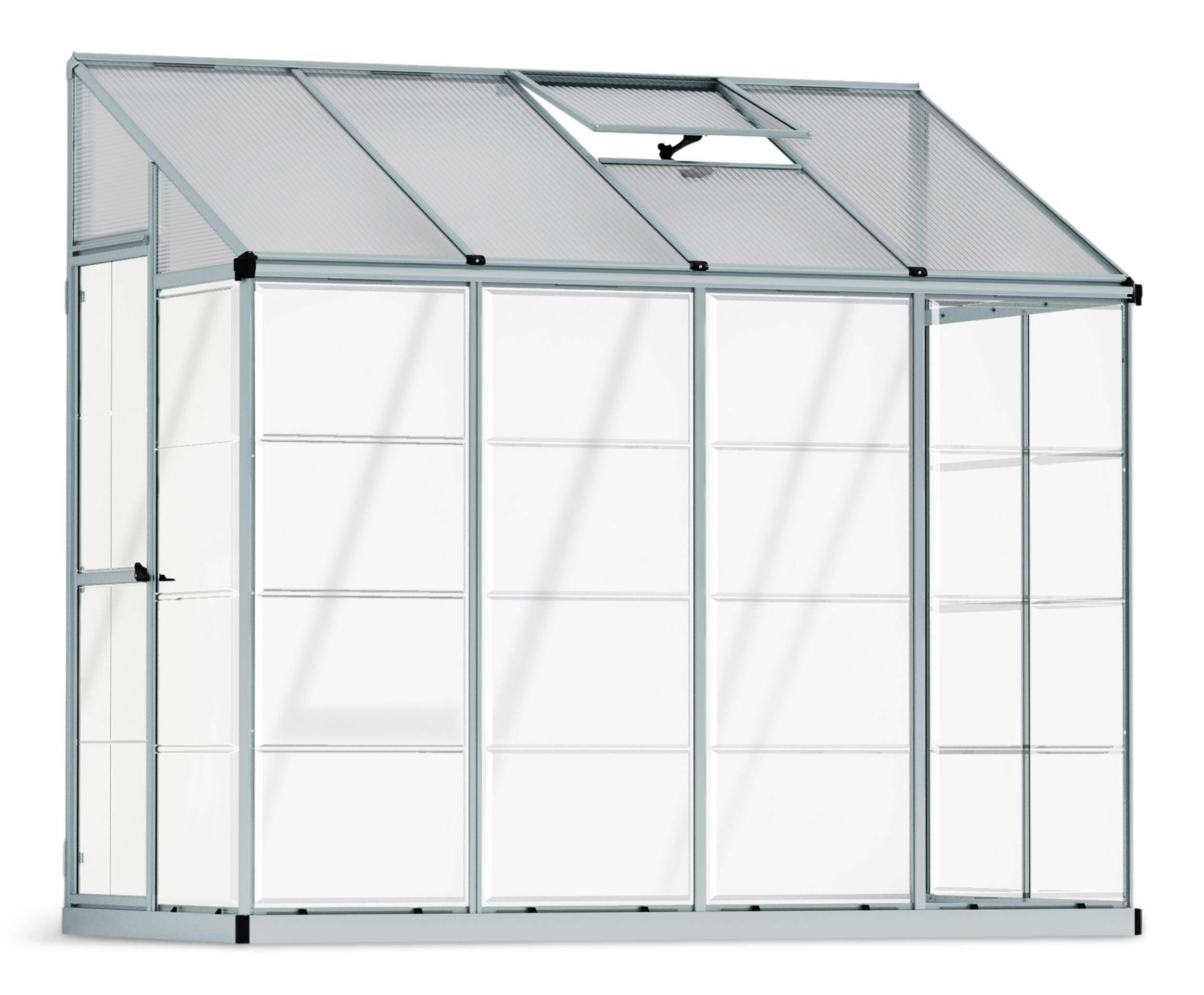 Palram Lean-To™ Grow Twin Wall Greenhouse, 8-ft x 4-ft Front_Three_Fourths_Angled_Right