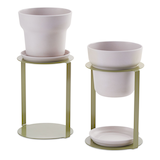 CANVAS  Plant Stand with Saucers, Iron, Green, 2-pk Front_Elevated