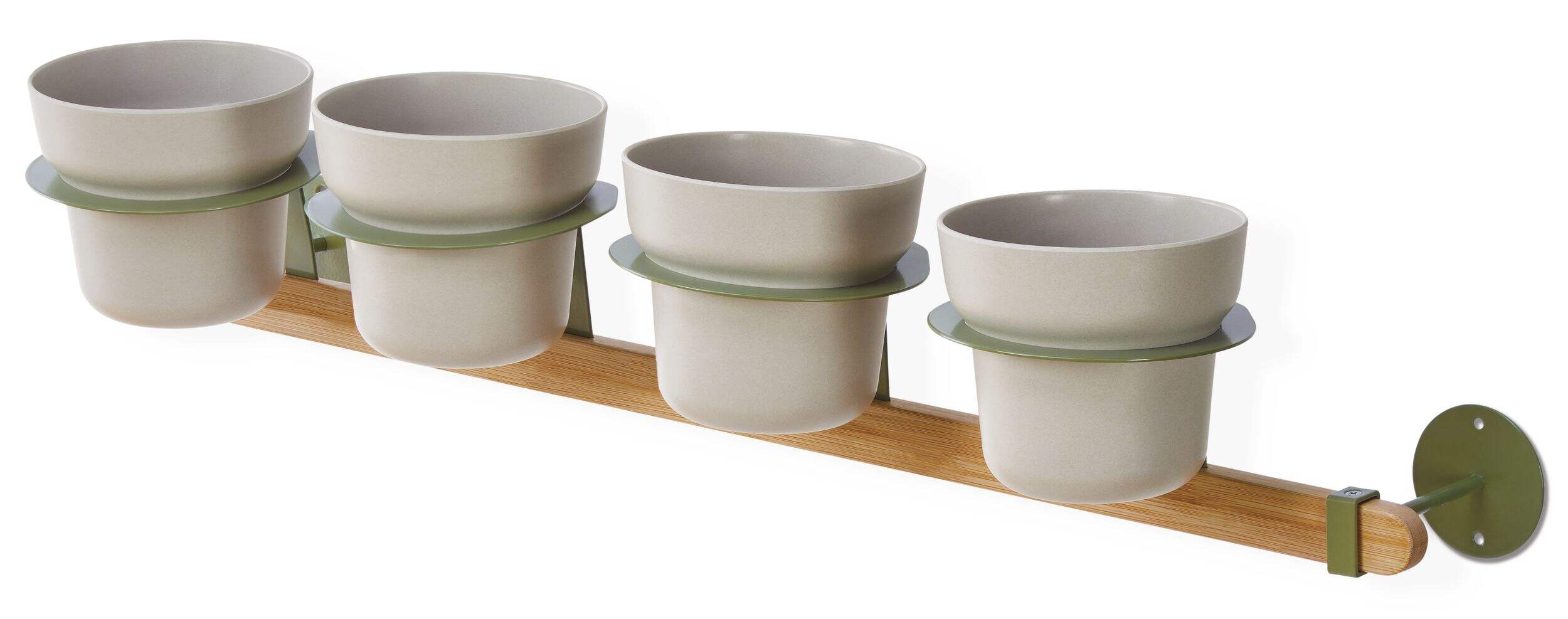 CANVAS 4-Piece Wall Mounted Planter with Hooks, Wood, Green Front_Three_Fourths_Angled_Left