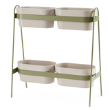 CANVAS Mini Table Top Plant Stand with Pots, Iron, Green Front_Three_Fourths_Angled_Left
