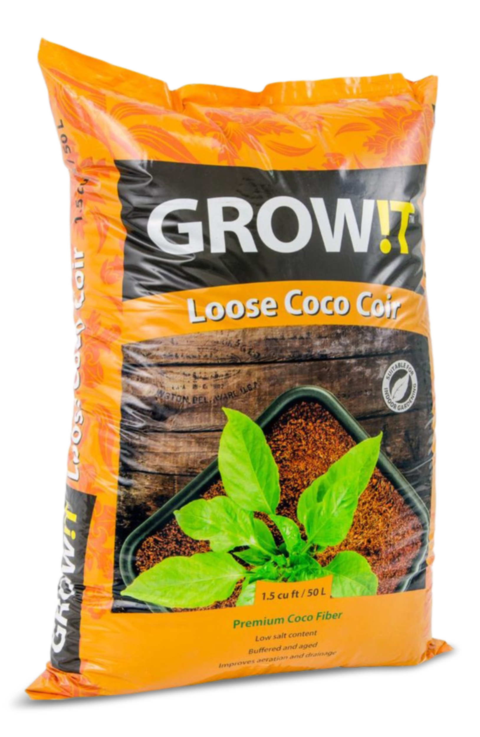 Coco Coir, Soil Nutrients, 50-L Front_Three_Fourths_Angled_Right