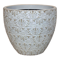 Jardinière en résine en forme de cloche CANVAS Fairfield, tailles variées, blanc Front_Elevated
