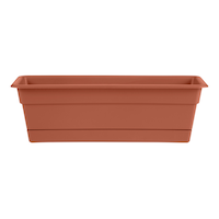 Bloem Dura Cotta Window Box Rectangular Planter, Plastic, Assorted Sizes, Terra Cotta Front_Elevated