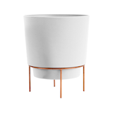 Bloem Hopson Round Planter with Metal Gold Stand, 6-in, Casper White Front_Flat