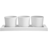 Bloem Trio Flight Casper 3 Planter Pots with Saucer Tray, 4-in, Casper White Front_Flat