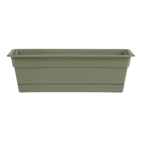 Bloem Dura Cotta Plastic Rectangular Window Box Planter with Saucer Tray, Assorted Sizes, Living Green Front_Elevated