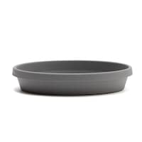 Bloem Terra Plastic Round Plant Saucer Tray, Assorted Sizes, Charcoal Front_Elevated