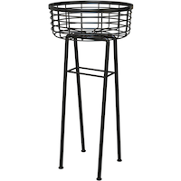 Panacea Tall Metal Basket Plant Stand, 20-in, Black Front_Angled_Left