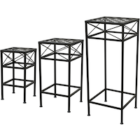 Panacea Square Tall Metal Nested Plant Stands, 3-pc, Black Composite_or_Mixed
