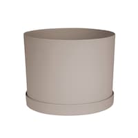 Bloem Mathers Resin Round Planter with Saucer Tray, Assorted Sizes, Brown