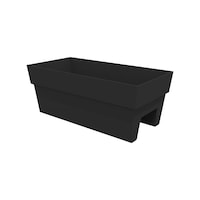 Bloem Finley Plastic Rectangular Deck Rail Planter, 24-in W x 10-in H x 12-in D, Assorted Colours Front_Three_Fourths_Angled_Left