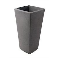 Algreen Products Self Watering Crete Square Curve Planter, 11-in W x 24-in H, Grey Front_Three_Fourths_Angled_Left