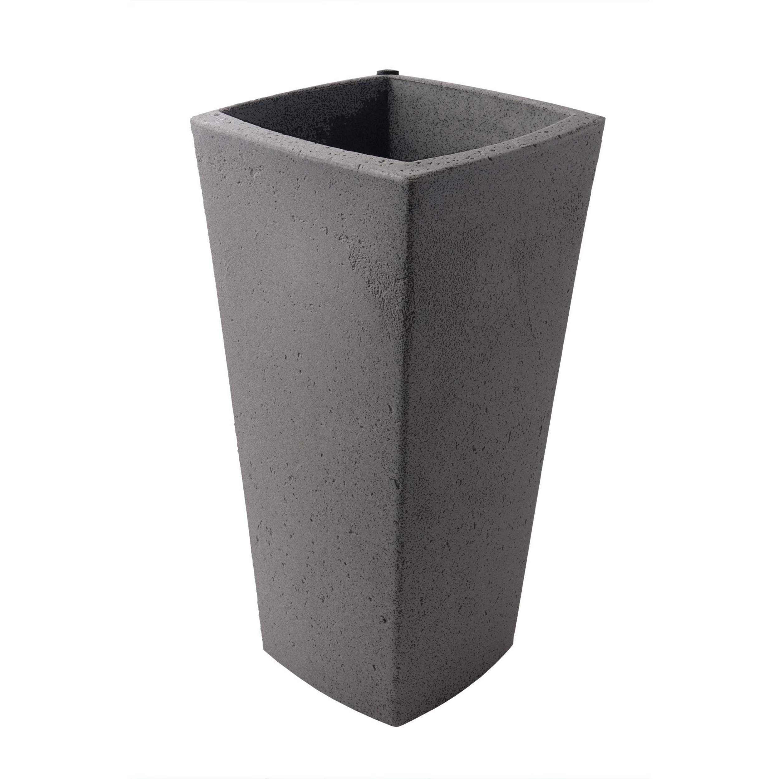 Algreen Products Self Watering Crete Square Curve Planter, 11-in W x 24-in H, Grey Front_Three_Fourths_Angled_Left